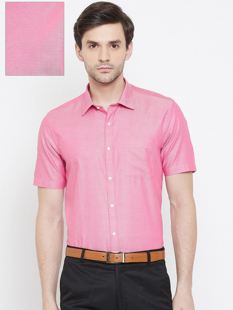 

Blackberrys Men Pink Slim Fit Self Design Formal Shirt