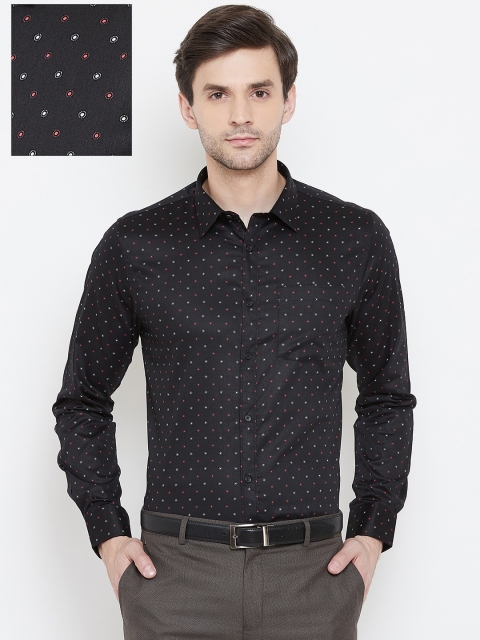 

Blackberrys Men Black Slim Fit Printed Formal Shirt