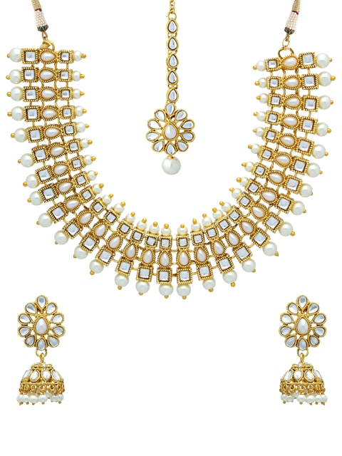 

Sia Art Jewellery Women Gold-Plated & White Handcrafted Jewellery Set