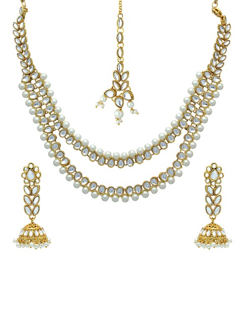

Sia Art Jewellery Women Gold-Plated & White Handcrafted Jewellery Set