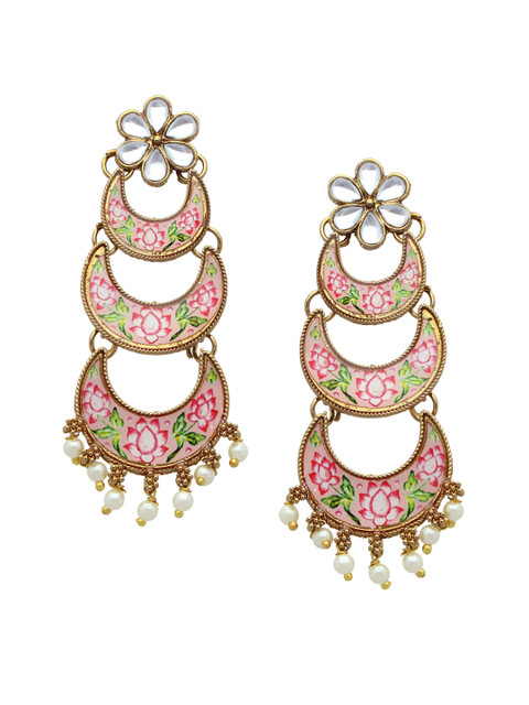 

Sia Art Jewellery Multicoloured Gold-Plated Contemporary Chandbalis, Multi