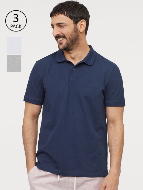 

H&M Men Solid 3-Pack Polo Shirts, White