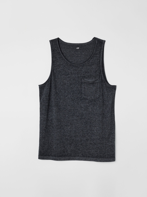 

H&M Men Black Solid Vest top