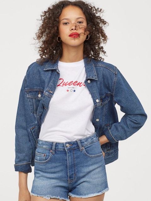 

H&M Women White Printed Viscose T-shirt