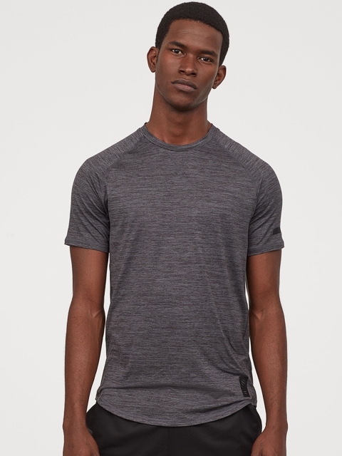 

H&M Men Grey Solid Short-sleeved Sports Top