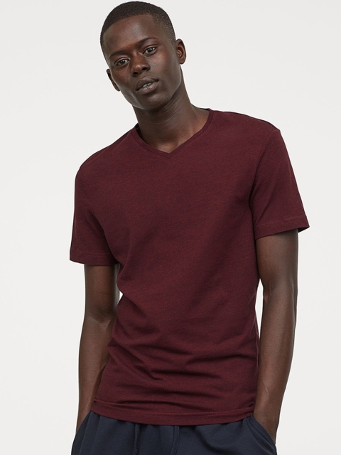 

H&M Men Solid 3-pack T-shirts Slim Fit, Red