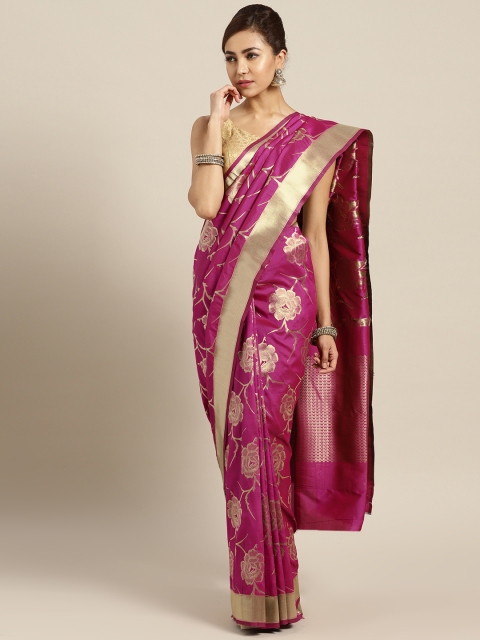 

Aashvi Creation Magenta & Golden Zari Woven Design Banarasi Saree