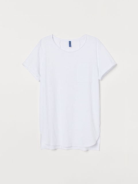 

H&M Men White Solid Long T-shirt