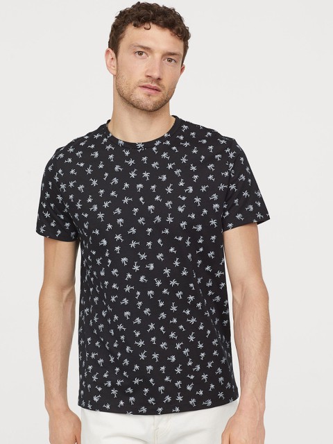 

H&M Men Black Printed T-shirt