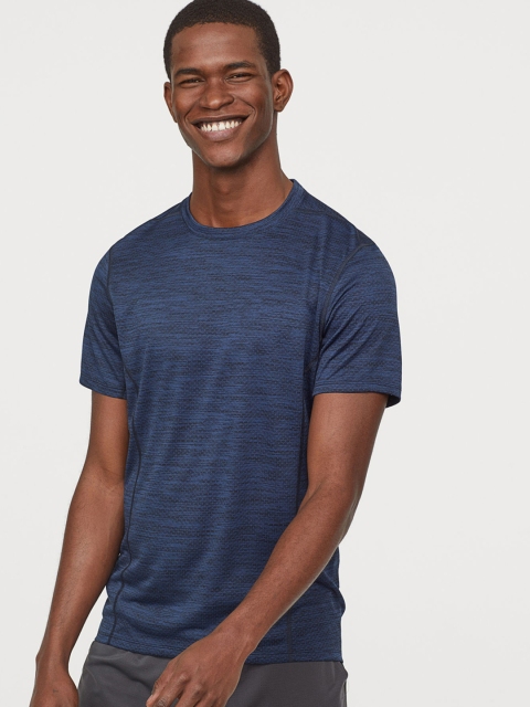 

H&M Men Solid Blue Short-Sleeved Sports Top