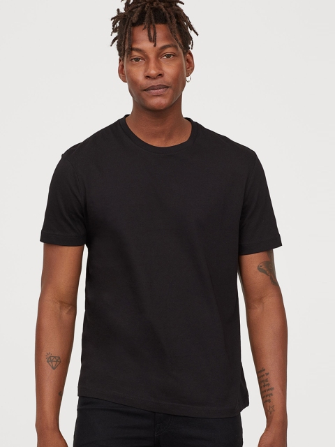 

H&M Men Black Solid 3-pack Sustainable T-shirts Regular Fit