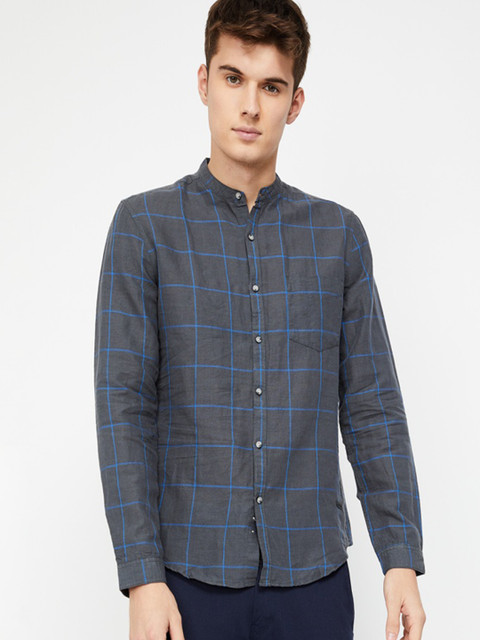 

Bossini Men Grey Slim Fit Checked Casual Shirt