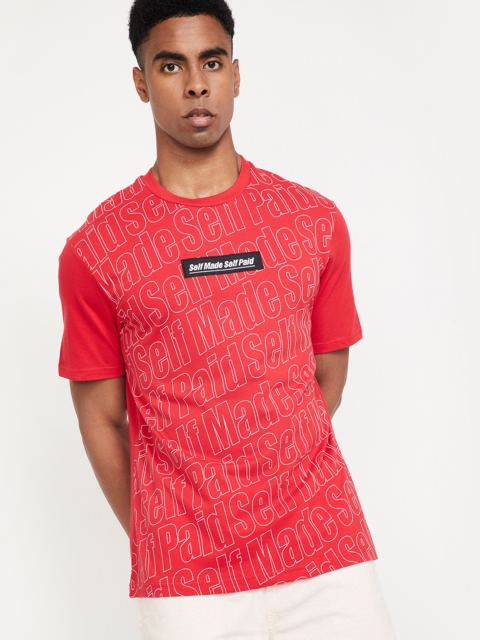 

Bossini Men Red Printed Round Neck T-shirt