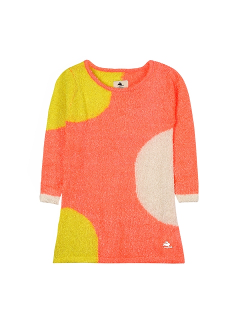 

Cherry Crumble Girls Orange & Yellow Colourblocked A-Line Dress