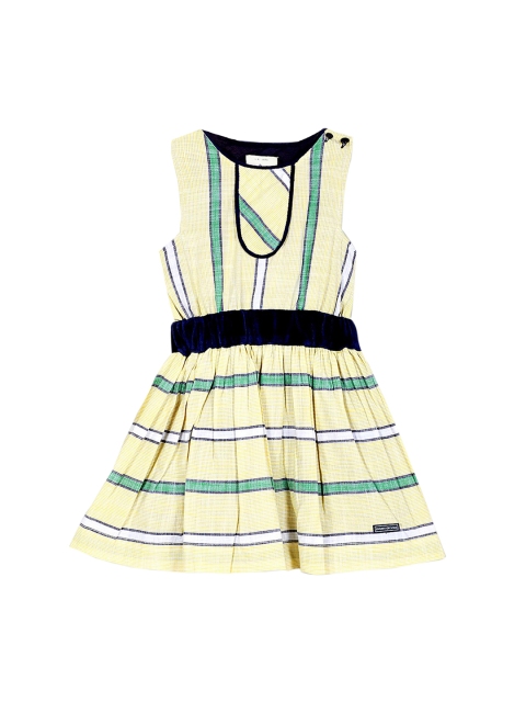 

Cherry Crumble Girls Yellow & White A-Line Dress