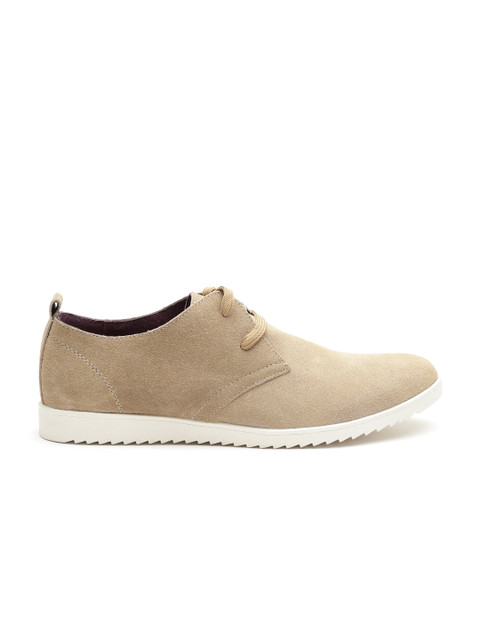 

Carlton London Men Beige Suede Leather Derbys