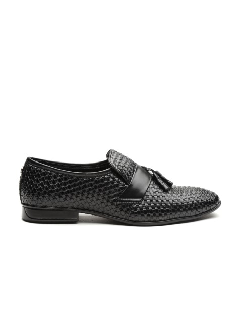 

Carlton London Men Black Basketweave Textured Semiformal Slip-Ons