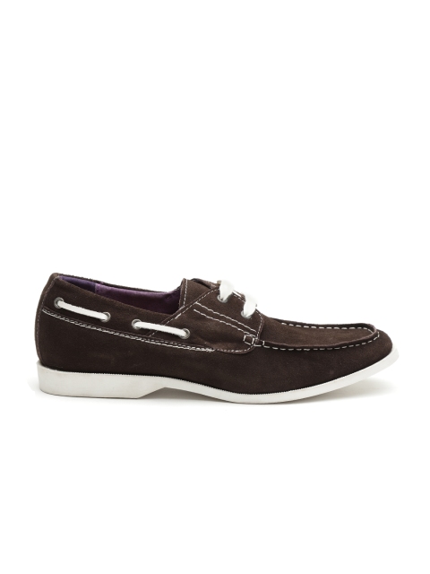 

Carlton London Men Coffee Brown Suede Leather Boat Shoes