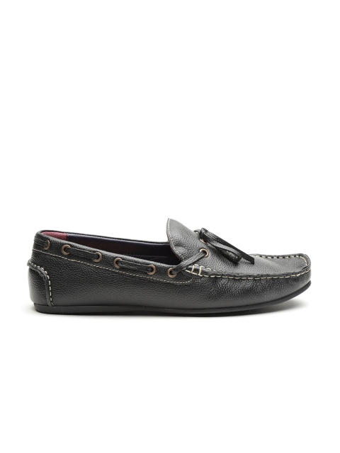 

Carlton London Men Black Leather Boat Shoes