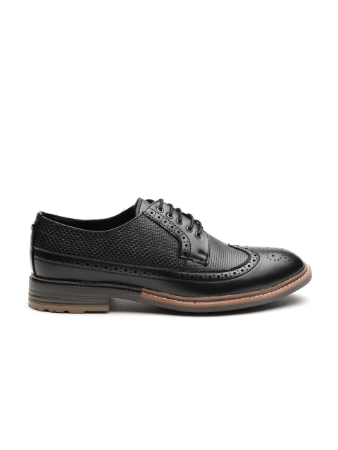 

Carlton London Men Black Textured Semiformal Brogues