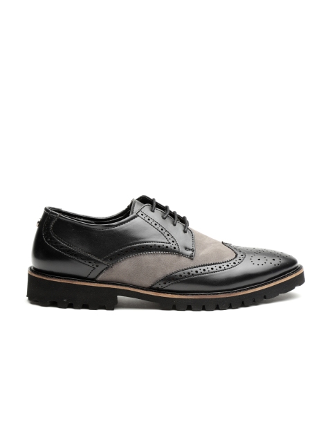 

Carlton London Men Black & Grey Colourblocked Semiformal Brogues