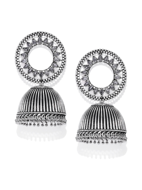 

Peora Silver-Plated Oxidized Dome Shaped Jhumkas