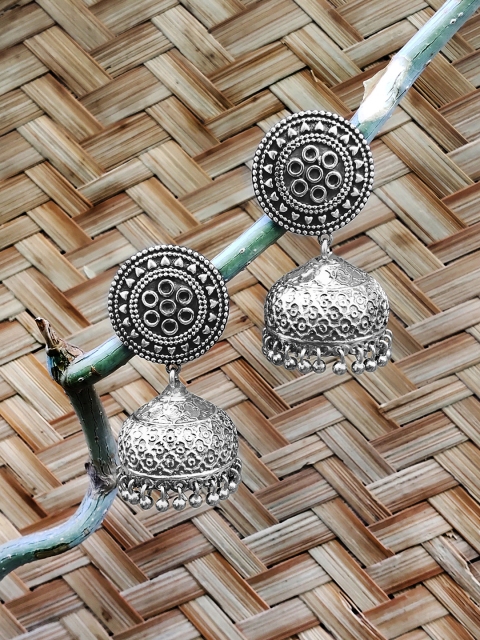

Peora Silver-Toned Contemporary Jhumkas