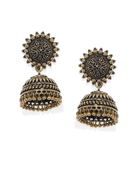 

Peora Gold-Plated Oxidedsed Dome Shaped Jhumkas