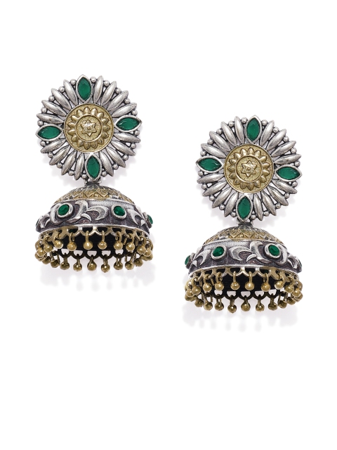 

Peora Silver-Plated & Gold-Toned Dome Shaped Jhumkas