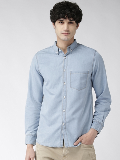 

Hubberholme Men Blue Regular Fit Solid Denim Casual Shirt