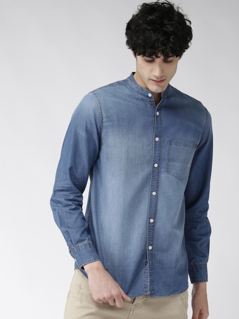 

Hubberholme Men Blue Regular Fit Faded Denim Casual Shirt