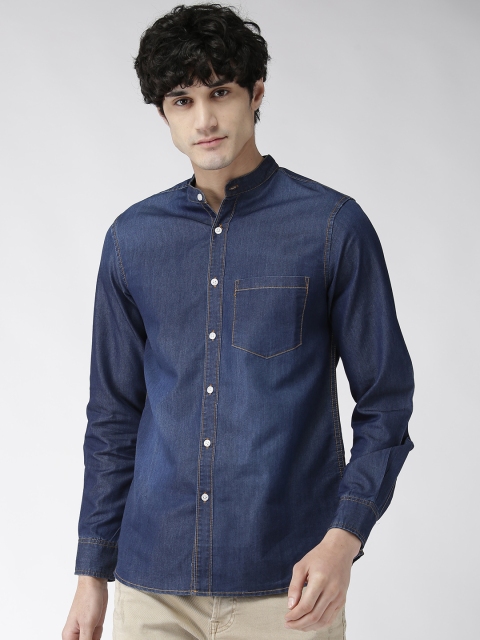 

Hubberholme Men Navy Blue Regular Fit Faded Denim Casual Shirt
