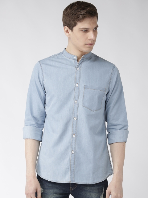 

Hubberholme Men Blue Regular Fit Solid Denim Casual Shirt