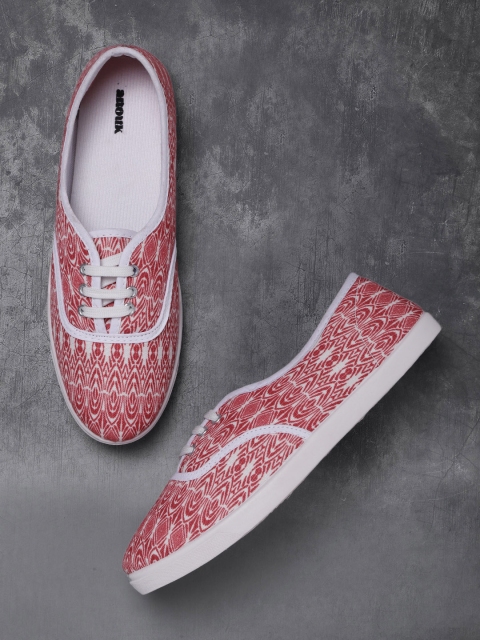 

Anouk Women Red & Off-White Printed Sneakers