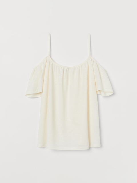 

H&M Women White Solid Cold Shoulder Top
