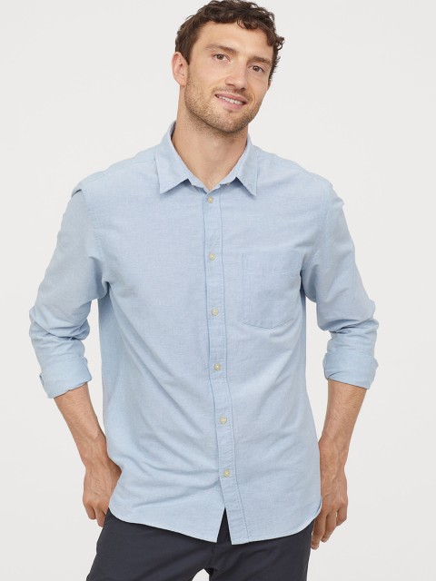 

H&M Men Blue Oxford Shirt Regular Fit