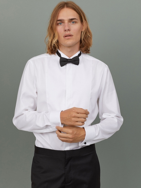 

H&M Men White Solid Dress Shirt Slim Fit