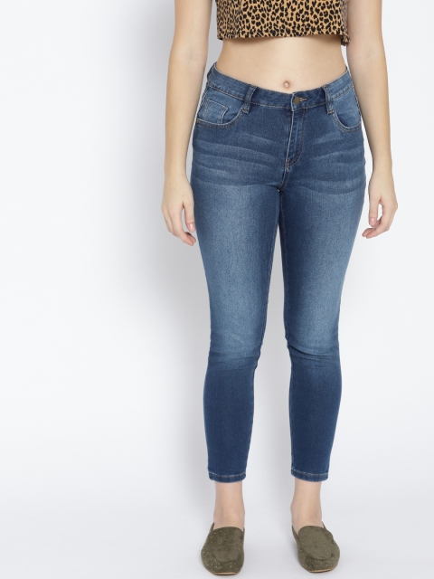 

DressBerry Women Navy Blue Skinny Fit Mid-Rise Clean Look Cropped Stretchable Jeans