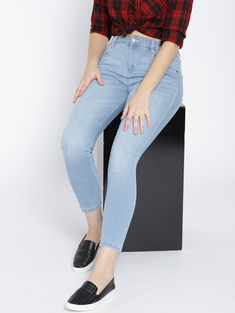 

DressBerry Women Blue Skinny Fit Mid-Rise Clean Look Cropped Stretchable Jeans