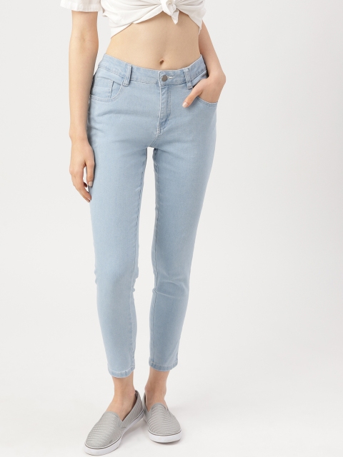 

DressBerry Women Blue Skinny Fit Mid-Rise Clean Look Stretchable Cropped Jeans