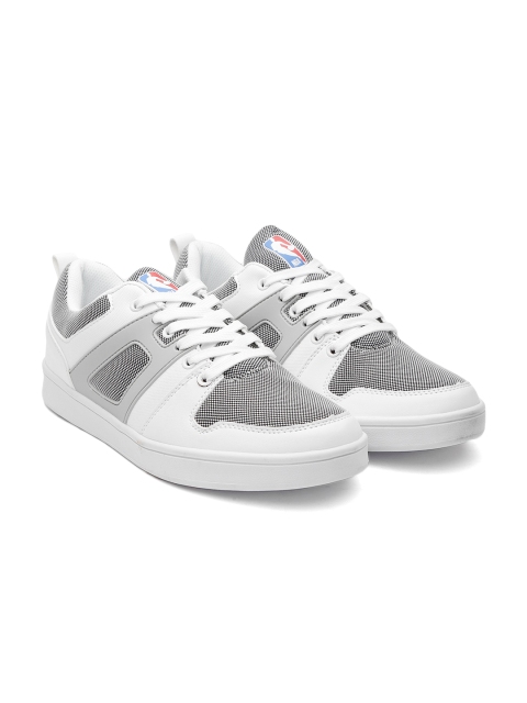 

NBA Men White & Black Colourblocked Sneakers