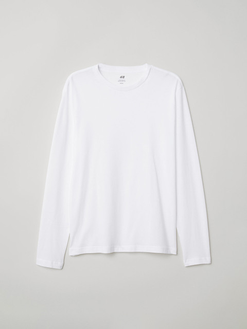 

H& M Men Solid Long-sleeved top Regular fit, White