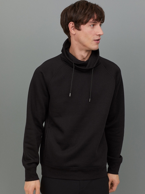 

H&M Men Black Funnel-Collar Sweatshirt