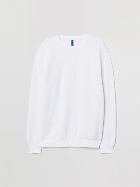 

H&M Men White Solid Sweatshirt