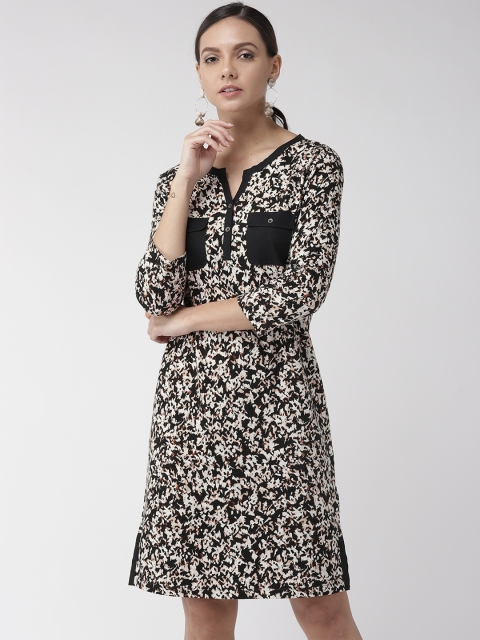 

Marks & Spencer Women Black & Off-White Printed A-Line Dress