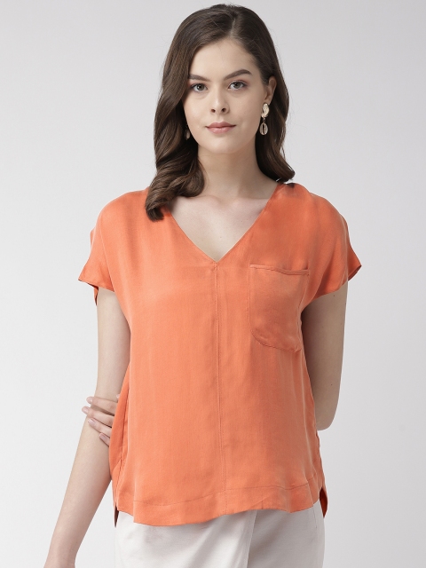 

Marks & Spencer Women Orange Solid High-Low Top