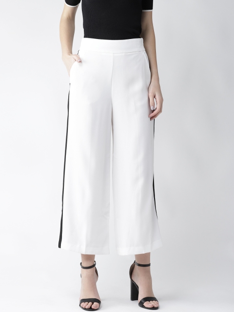 

Marks & Spencer Women White Regular Fit Solid Cropped Parallel Trousers