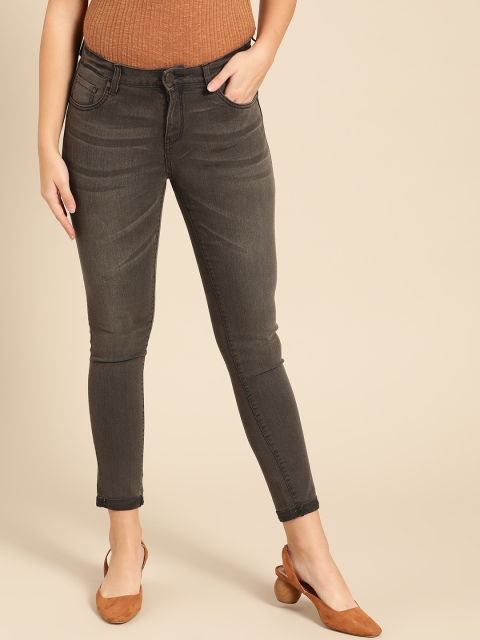 

DressBerry Women Brown Skinny Fit Mid-Rise Clean Look Stretchable Ankle Length Jeans