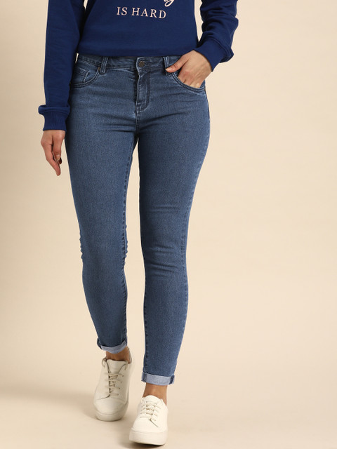 

DressBerry Women Blue Skinny Fit Mid-Rise Clean Look Stretchable Ankle Length Jeans