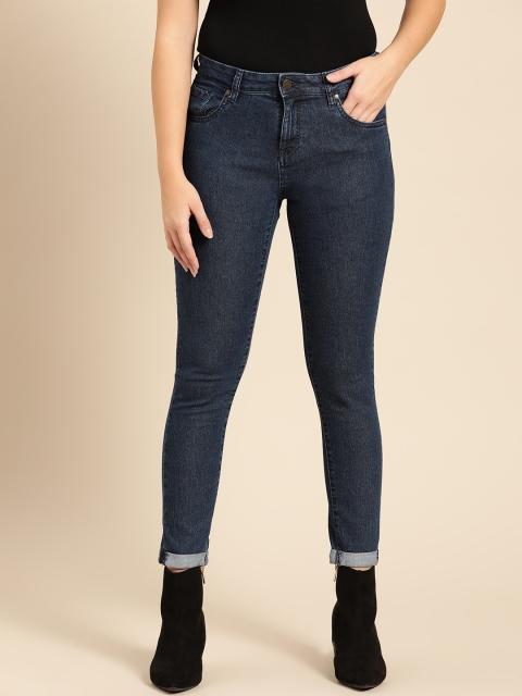 

DressBerry Women Navy Blue Skinny Fit Mid-Rise Clean Look Stretchable Ankle Length Jeans
